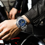 Relogio masculino crrju esporte cronógrafo relógios masculinos marca superior de luxo aço completo relógio quartzo à prova dwaterproof água grande dial relógio masculino