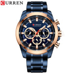 Curren relógios masculinos marca superior grande esporte relógio de luxo militar aço quartzo relógios pulso cronógrafo design ouro relógio masculino