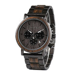 Bobobird relógio masculino de luxo, cronógrafo de quartzo, relógio de pulso personalizado, pulseira de metal e madeira, caixa de presente