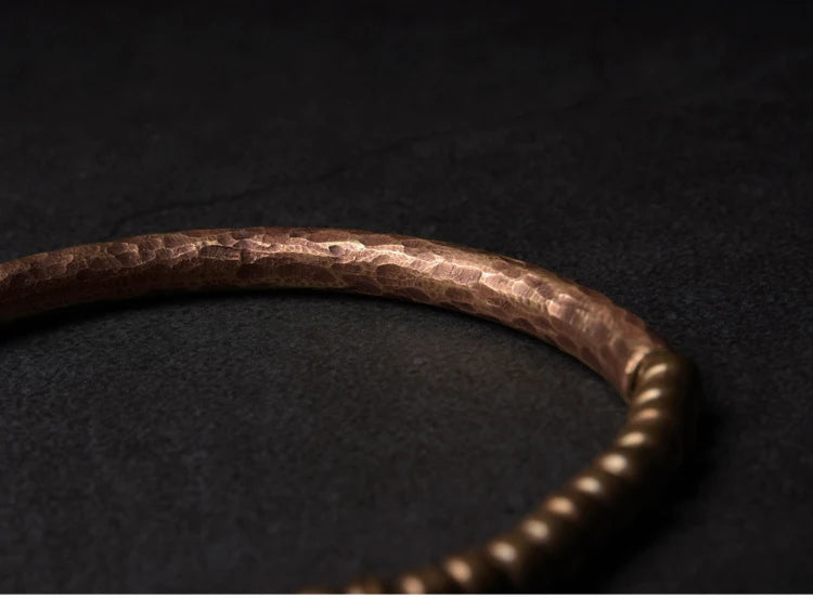 Pulseira de cobre puro martelado artesanal, vintage, artificial, oxidado, estilo rock, metal, unissex, joias para homens e mulheres
