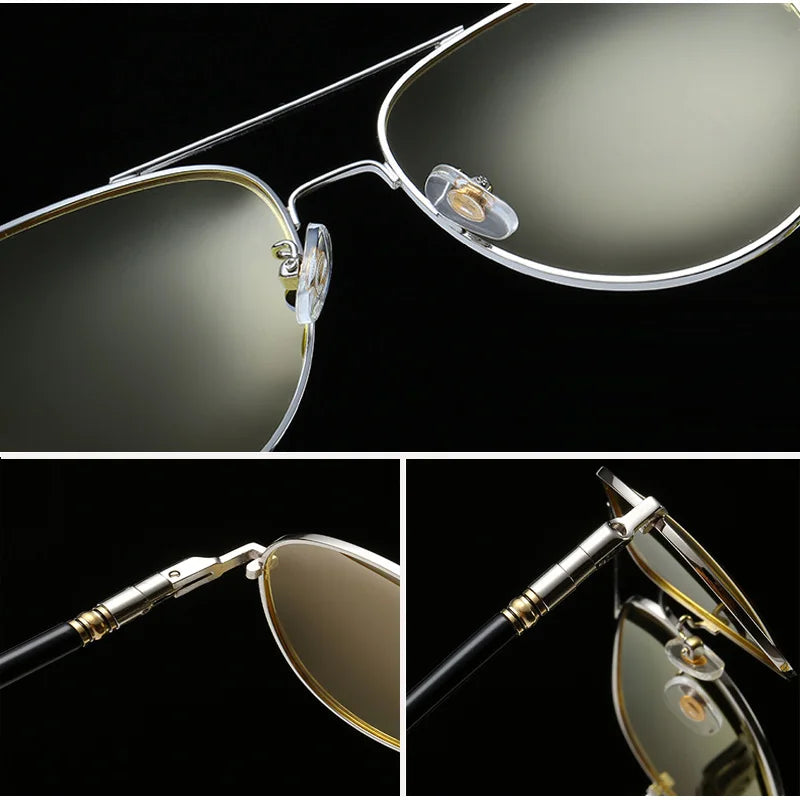 Aowear hd óculos de visão noturna homem polarizado amarelo noite condução aviação óculos de sol marca designer motorista carro óculos