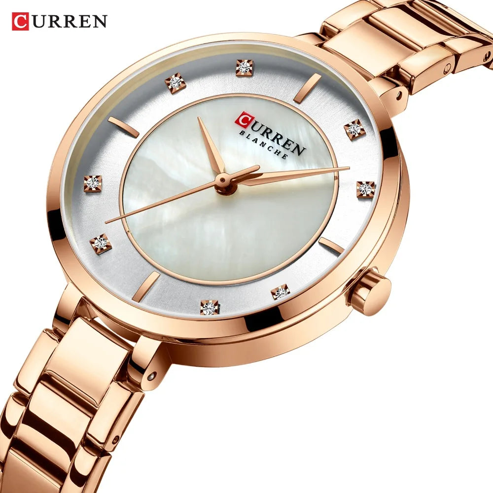 Curren mulher relógios rosa ouro marca superior relógio de luxo feminino quartzo à prova dwaterproof água relógio de pulso senhoras meninas relógios