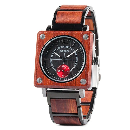 Bobo Bird-Relógio De Madeira Para Homens, Relógio De Pulso Quadrado, Movimento Japonês Seiko, Marca De Luxo, Caixa De Presente