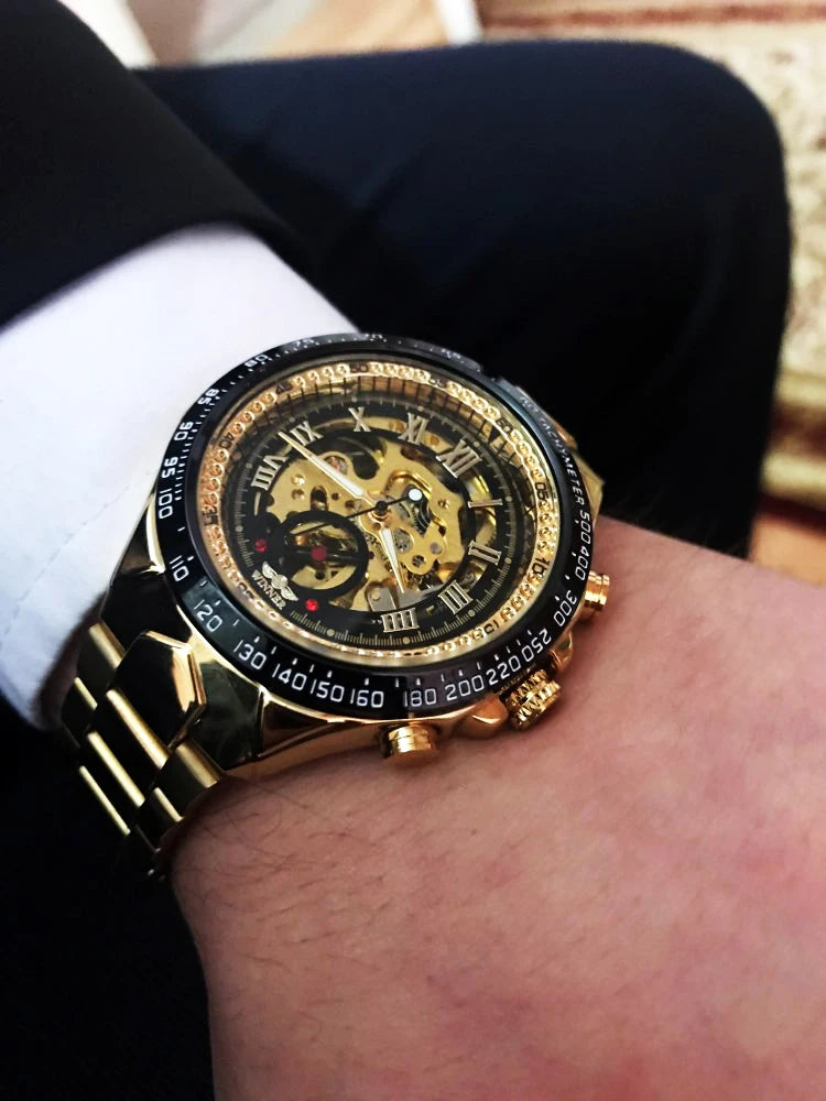 Vencedor mecânico esporte design moldura relógio de moda dos homens relógios topo marca luxo montre homme relógio masculino esqueleto automático