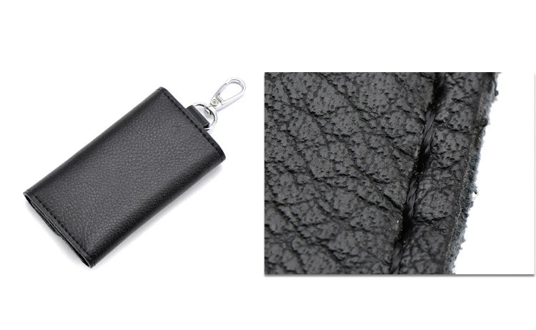 Chaveiro de couro genuíno das mulheres dos homens titular chave organizador bolsa vaca divisão chave do carro carteira governanta caso chave mini saco cartão