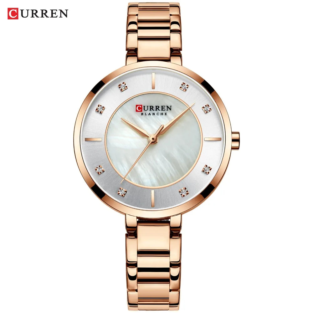 Curren mulher relógios rosa ouro marca superior relógio de luxo feminino quartzo à prova dwaterproof água relógio de pulso senhoras meninas relógios
