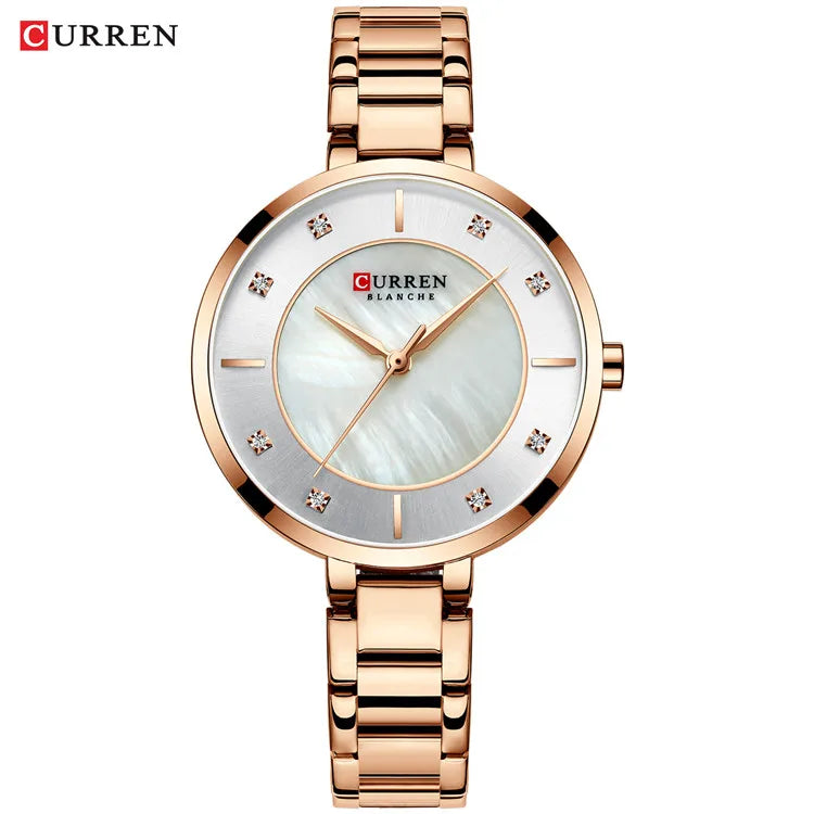 Curren mulher relógios rosa ouro marca superior relógio de luxo feminino quartzo à prova dwaterproof água relógio de pulso senhoras meninas relógios