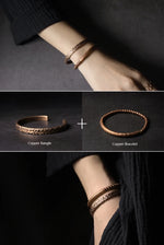 Pulseira de cobre puro martelado artesanal, vintage, artificial, oxidado, estilo rock, metal, unissex, joias para homens e mulheres