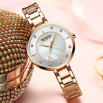 Curren mulher relógios rosa ouro marca superior relógio de luxo feminino quartzo à prova dwaterproof água relógio de pulso senhoras meninas relógios