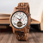 Bobo pássaro relógios mecânicos masculino feminino automático duplo tourbillon relógio de pulso roda balanço metal de madeira relógio relogio