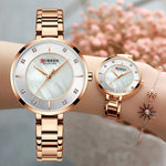 Curren mulher relógios rosa ouro marca superior relógio de luxo feminino quartzo à prova dwaterproof água relógio de pulso senhoras meninas relógios
