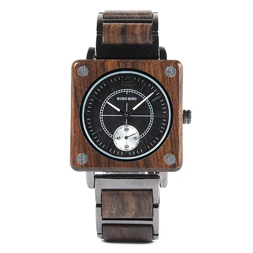 Bobo Bird-Relógio De Madeira Para Homens, Relógio De Pulso Quadrado, Movimento Japonês Seiko, Marca De Luxo, Caixa De Presente