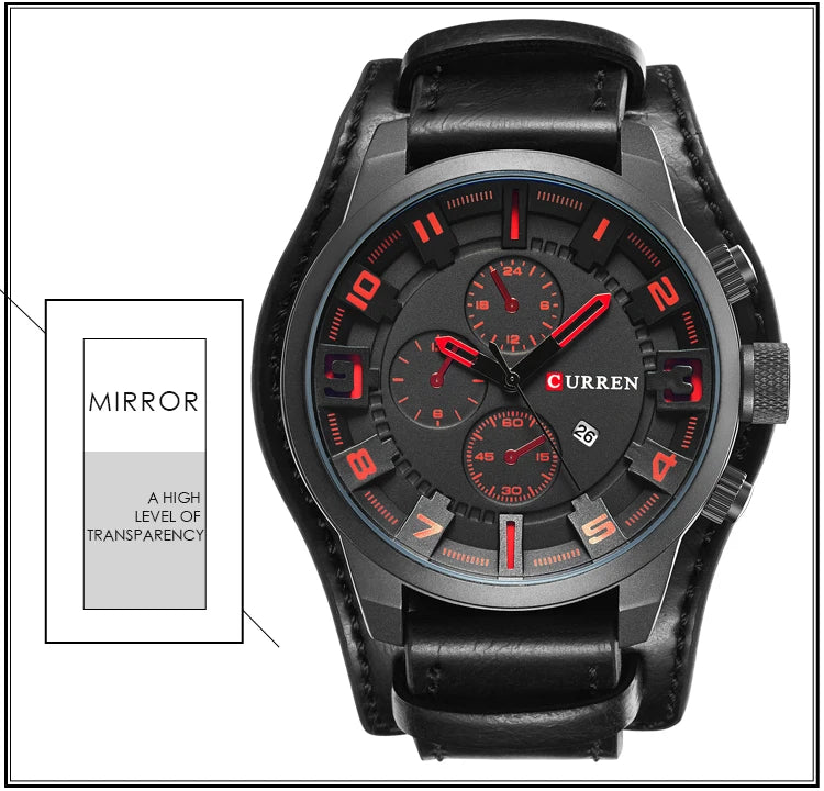 Novos relógios curren marca de luxo relógio masculino pulseira de couro moda quartzo-relógio casual esportes relógio de pulso data relojes 8225