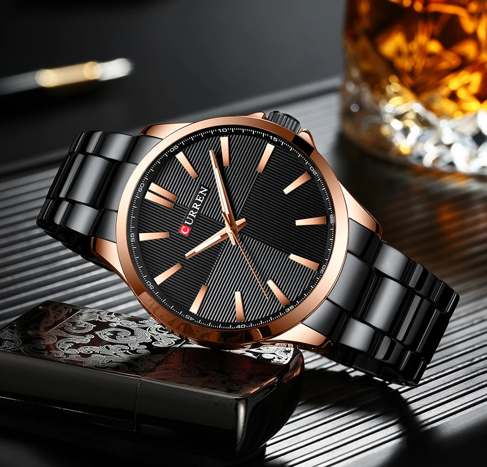 Relogio masculino curren relógios masculinos marca de luxo moda masculina relógio de negócios casual à prova dwaterproof água relógio de pulso de quartzo