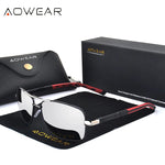 AOWEAR-Óculos de sol quadrados luxuosos para homens e mulheres, óculos de sol retrô polarizados, tons vintage, óculos com estojo