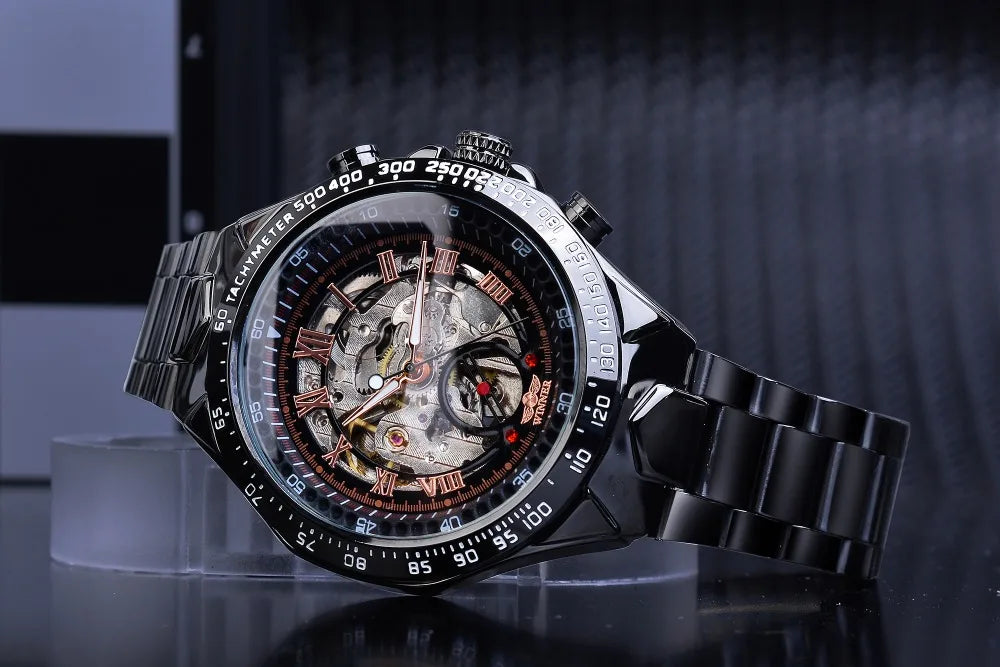 Vencedor mecânico esporte design moldura relógio de moda dos homens relógios topo marca luxo montre homme relógio masculino esqueleto automático