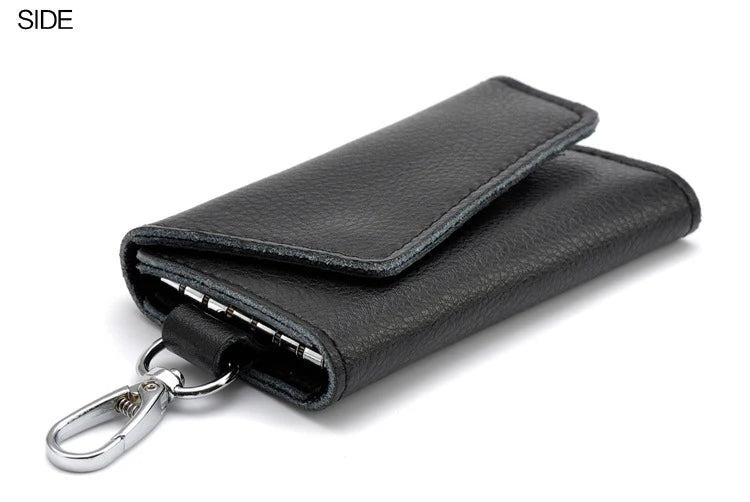 Chaveiro de couro genuíno das mulheres dos homens titular chave organizador bolsa vaca divisão chave do carro carteira governanta caso chave mini saco cartão