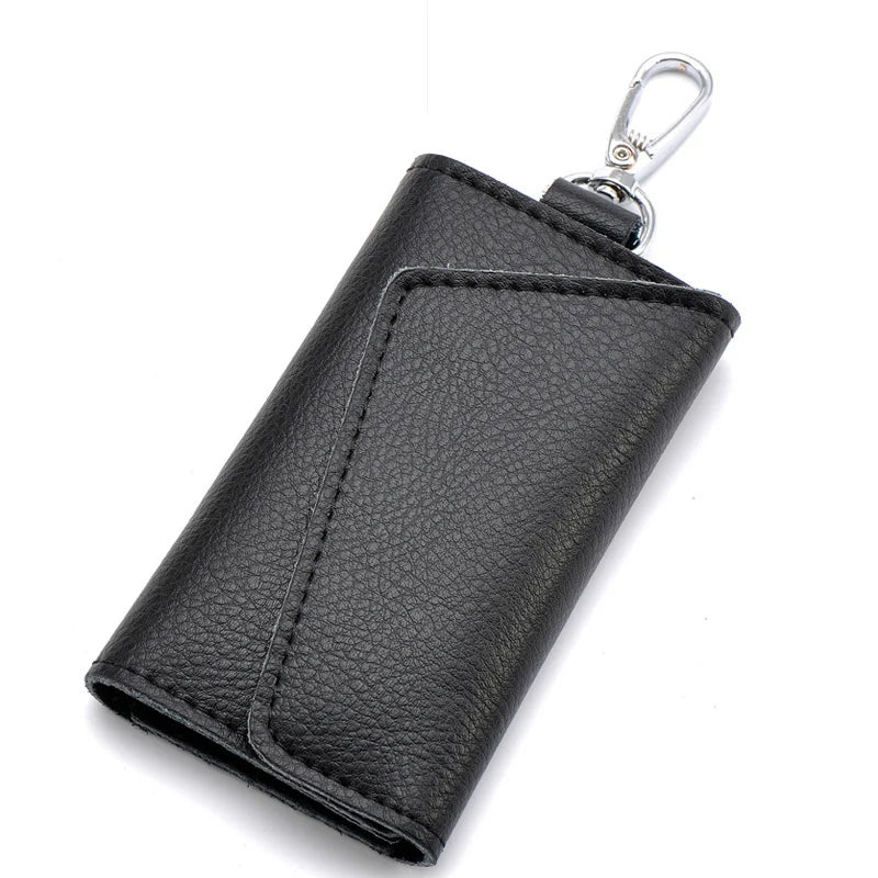Chaveiro de couro genuíno das mulheres dos homens titular chave organizador bolsa vaca divisão chave do carro carteira governanta caso chave mini saco cartão