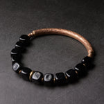 Pulseira de cobre puro martelado artesanal, vintage, artificial, oxidado, estilo rock, metal, unissex, joias para homens e mulheres