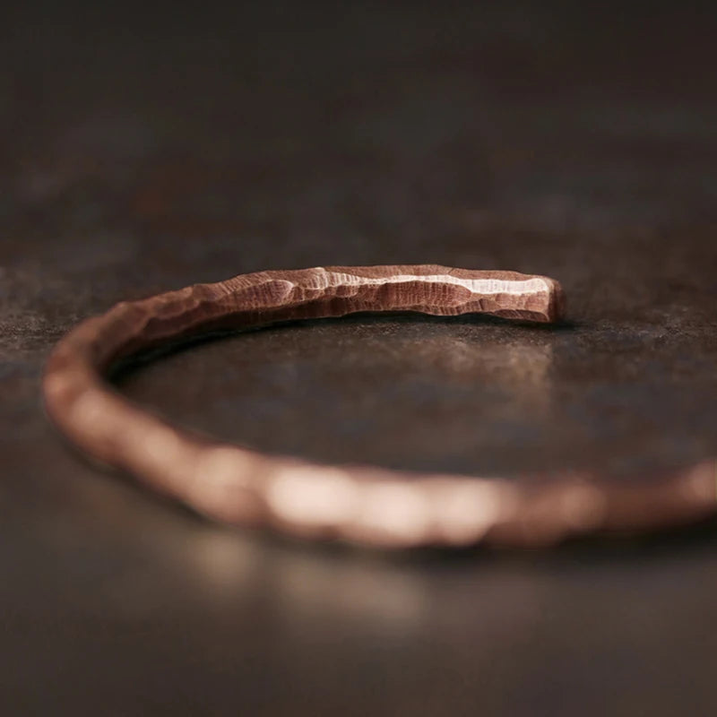 Pulseira de cobre martelado, pulseira rústica Steampunk retrô Punk algema, pulseira artesanal viking, jóias para homens, 2022