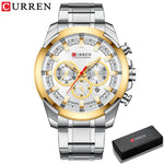 Curren relógios masculinos marca superior grande esporte relógio de luxo militar aço quartzo relógios pulso cronógrafo design ouro relógio masculino