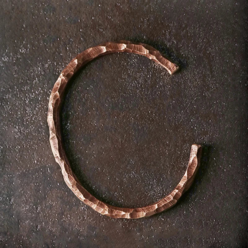 Pulseira de cobre martelado, pulseira rústica Steampunk retrô Punk algema, pulseira artesanal viking, jóias para homens, 2022