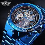 Vencedor mecânico esporte design moldura relógio de moda dos homens relógios topo marca luxo montre homme relógio masculino esqueleto automático