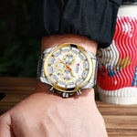 Curren relógios masculinos marca superior grande esporte relógio de luxo militar aço quartzo relógios pulso cronógrafo design ouro relógio masculino