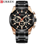Curren relógios masculinos marca superior grande esporte relógio de luxo militar aço quartzo relógios pulso cronógrafo design ouro relógio masculino