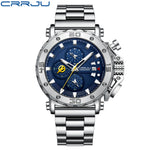 Relogio masculino crrju esporte cronógrafo relógios masculinos marca superior de luxo aço completo relógio quartzo à prova dwaterproof água grande dial relógio masculino