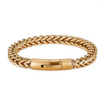 MKENDN Locomotiva Homens Punk Rock Pulseira de corrente de bicicleta 18k banhado a ouro botão magnético de aço inoxidável joias masculinas presentes