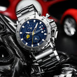 Relogio masculino crrju esporte cronógrafo relógios masculinos marca superior de luxo aço completo relógio quartzo à prova dwaterproof água grande dial relógio masculino