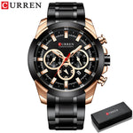 Curren relógios masculinos marca superior grande esporte relógio de luxo militar aço quartzo relógios pulso cronógrafo design ouro relógio masculino