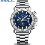 Relogio masculino crrju esporte cronógrafo relógios masculinos marca superior de luxo aço completo relógio quartzo à prova dwaterproof água grande dial relógio masculino