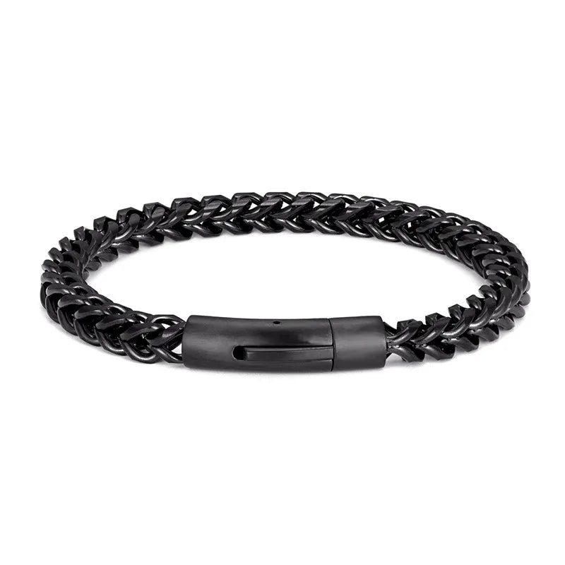 MKENDN Locomotiva Homens Punk Rock Pulseira de corrente de bicicleta 18k banhado a ouro botão magnético de aço inoxidável joias masculinas presentes