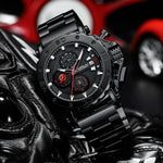Relogio masculino crrju esporte cronógrafo relógios masculinos marca superior de luxo aço completo relógio quartzo à prova dwaterproof água grande dial relógio masculino
