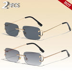 Caterside retangular óculos de sol masculino sem aro branco cobre pequeno quadrado óculos de sol para mulher lente gradiente ao ar livre uv400