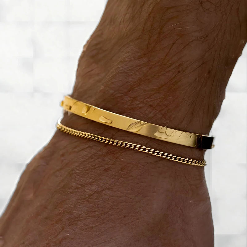 Pulseiras empilháveis para homens, prata esterlina 925/banhado a ouro 14k conjuntos de pulseiras delicadas com caixa de pulseiras cubanas