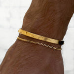 Pulseiras empilháveis para homens, prata esterlina 925/banhado a ouro 14k conjuntos de pulseiras delicadas com caixa de pulseiras cubanas