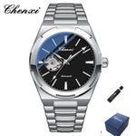 Chenxi 8856 marca superior movimento automático relógio mecânico para homens esqueleto oco homem relógios à prova dwaterproof água relógio de pulso de negócios