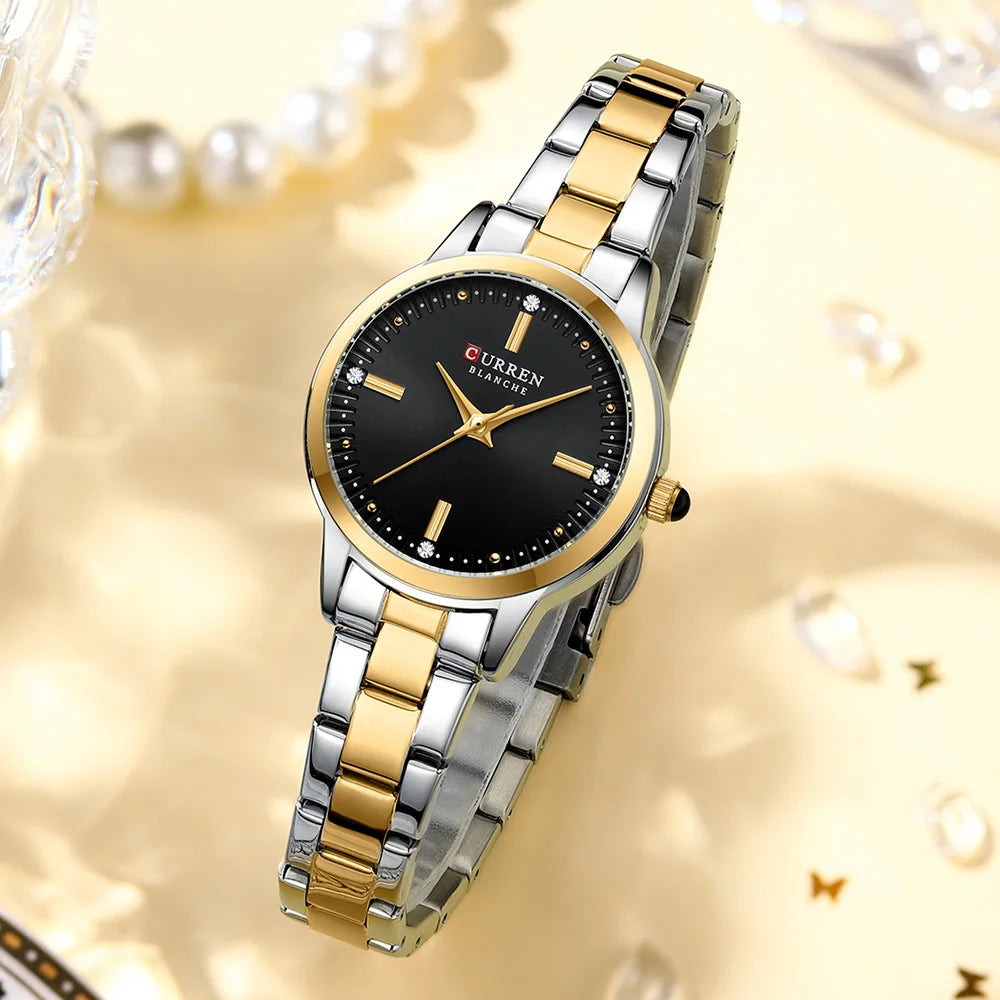 Curren relógios femininos moda original relógio de pulso de quartzo para senhoras mostrador romano deslumbrante diamante à prova dwaterproof água luminosa luxo novo