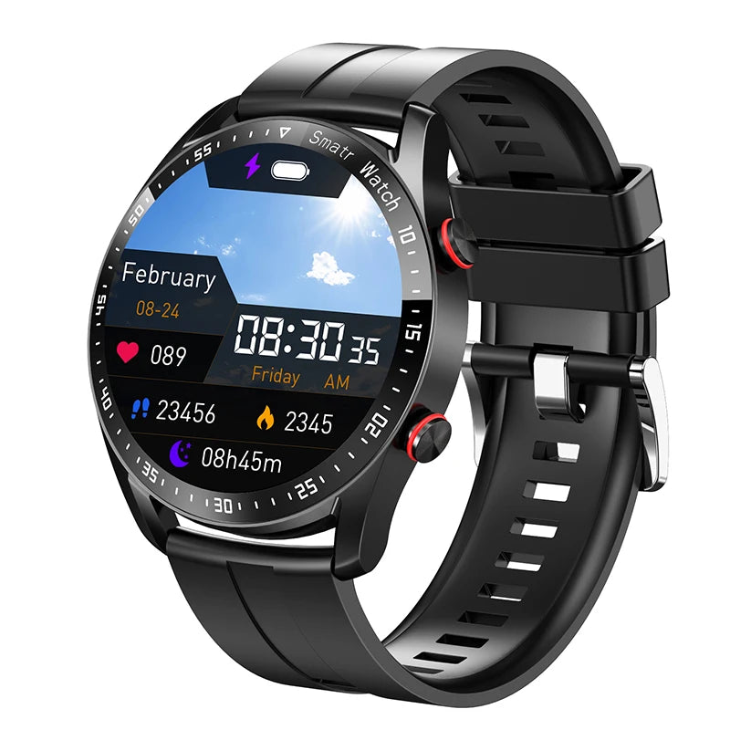 Impermeável relógio inteligente para homens, Bluetooth chamada, saúde do laser, pressão arterial, fitness esportes relógios, caixa, ECG, PPG