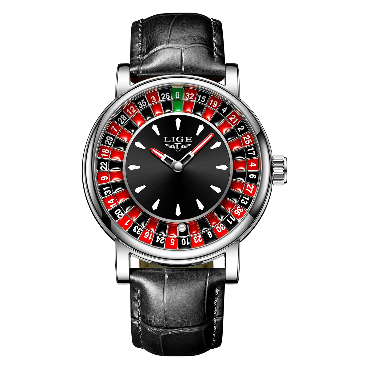 Lige moda couro marrom relógio masculino mostrador rotativo las vegas roleta tema de mesa relógio masculino à prova dwaterproof água relógios luminosos