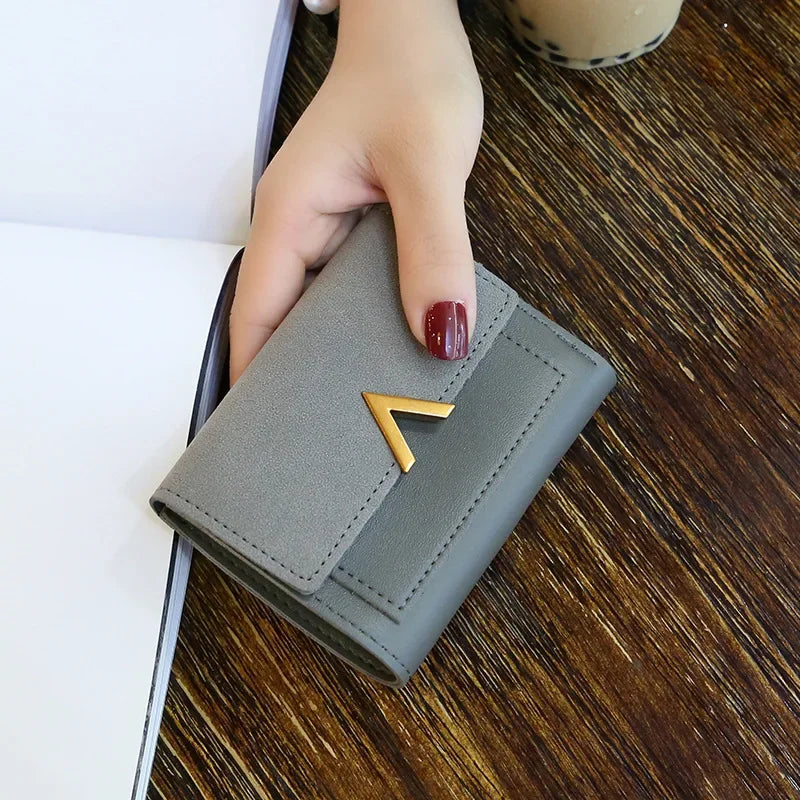 Couro nova bolsa feminina pequena carteira de couro curto marca luxo mini moda feminina carteiras e bolsa titular do cartão de crédito