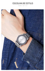Skmei unissex quartzo pulseira à prova d'água relógios de luxo pulseira de aço inoxidável estilo simples display analógico relógio de pulso fashion