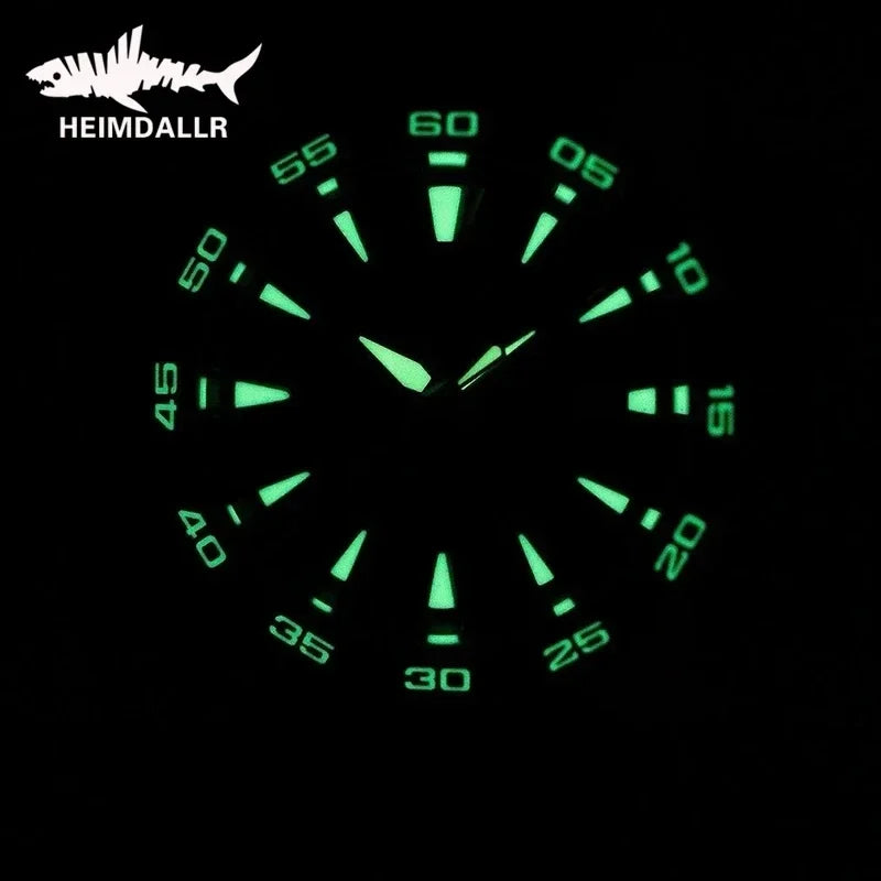 Heimdallr Monster Diver relógio masculino mostrador azul fosco cristal de safira NH35 mecânico automático 200m à prova d'água relógio luminoso completo