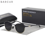 BARCUR TR90 Templos Óculos de sol feminino polarizado moda óculos de sol dirigindo redondo senhoras óculos de sol
