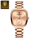 Poedagar luxo senhoras relógio de aço inoxidável à prova dwaterproof água relógio quartzo para mulher alta qualidade relógio feminino elegante relógios femininos