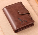Carteira masculina de couro luxo curto titular do cartão rfid para homens zíper moeda bolsa portátil masculino carteiras billfold