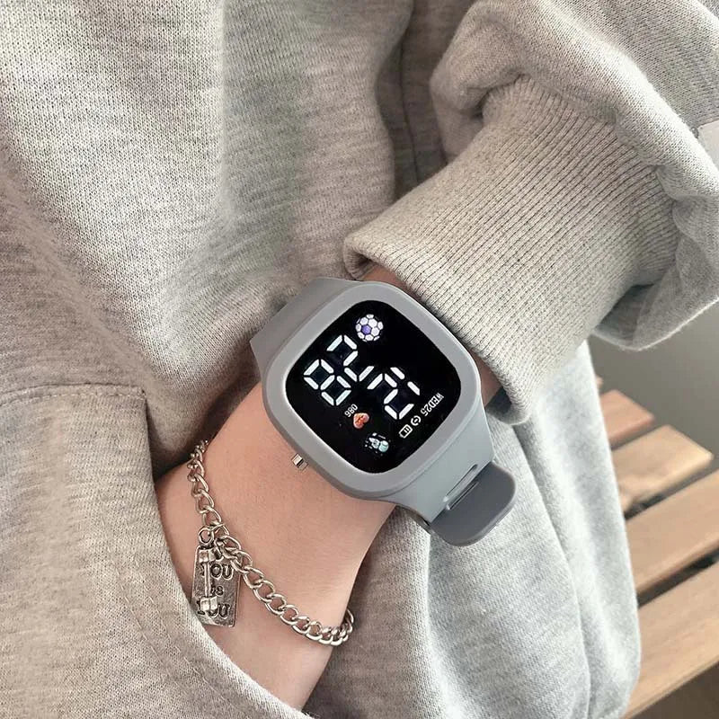 Masculino feminino relógio led digital esportes relógio para crianças meninos meninas quadrado grande dial à prova dwaterproof água silicone relógio de pulso eletrônico masculino